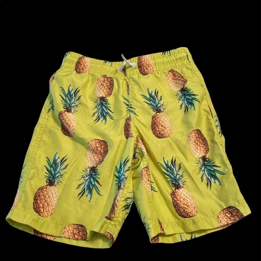 Old Navy swim trunks lined pineapple print elastic waist lined size medium